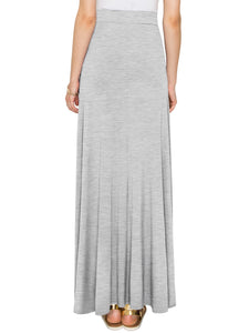 WB1434 Women's Print/Solid High Waist Maxi Skirt