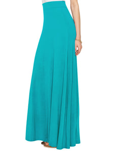 WB1434 Women's Print/Solid High Waist Maxi Skirt