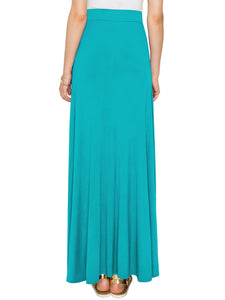 WB1434 Women's Print/Solid High Waist Maxi Skirt