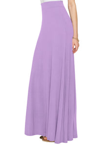 WB1434 Women's Print/Solid High Waist Maxi Skirt