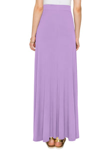 WB1434 Women's Print/Solid High Waist Maxi Skirt