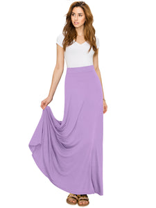WB1434 Women's Print/Solid High Waist Maxi Skirt