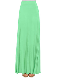 WB1434 Women's Print/Solid High Waist Maxi Skirt