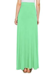 WB1434 Women's Print/Solid High Waist Maxi Skirt