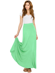 WB1434 Women's Print/Solid High Waist Maxi Skirt