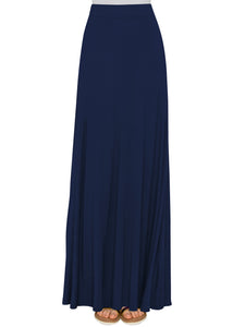 WB1434 Women's Print/Solid High Waist Maxi Skirt