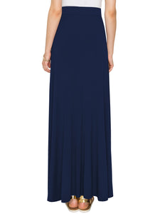 WB1434 Women's Print/Solid High Waist Maxi Skirt