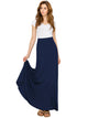 WB1434 Women's Print/Solid High Waist Maxi Skirt