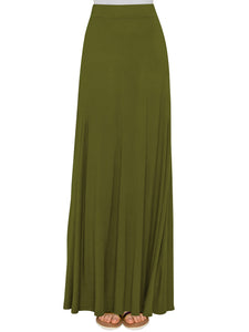 WB1434 Women's Print/Solid High Waist Maxi Skirt