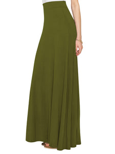 WB1434 Women's Print/Solid High Waist Maxi Skirt