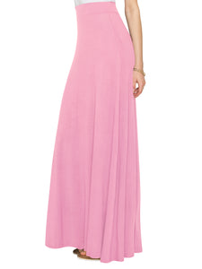 WB1434 Women's Print/Solid High Waist Maxi Skirt
