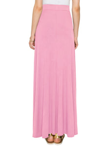 WB1434 Women's Print/Solid High Waist Maxi Skirt