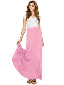 WB1434 Women's Print/Solid High Waist Maxi Skirt