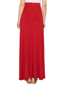 WB1434 Women's Print/Solid High Waist Maxi Skirt