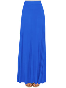 WB1434 Women's Print/Solid High Waist Maxi Skirt