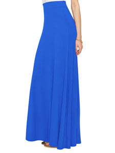 WB1434 Women's Print/Solid High Waist Maxi Skirt