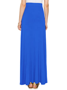 WB1434 Women's Print/Solid High Waist Maxi Skirt