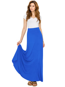 WB1434 Women's Print/Solid High Waist Maxi Skirt