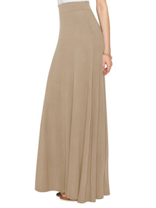 WB1434 Women's Print/Solid High Waist Maxi Skirt