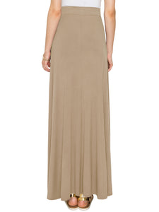 WB1434 Women's Print/Solid High Waist Maxi Skirt