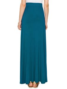 WB1434 Women's Print/Solid High Waist Maxi Skirt