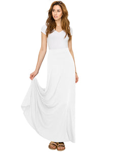 WB1434 Women's Print/Solid High Waist Maxi Skirt