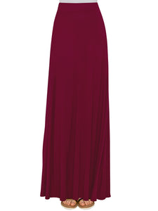 WB1434 Women's Print/Solid High Waist Maxi Skirt