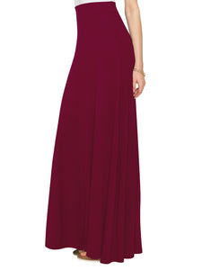 WB1434 Women's Print/Solid High Waist Maxi Skirt