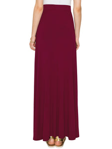 WB1434 Women's Print/Solid High Waist Maxi Skirt