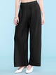 WB1795 Womens Pleated Wide Leg Pants with Elastic Waist Band