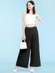 WB1795 Womens Pleated Wide Leg Pants with Elastic Waist Band
