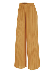 WB1795 Womens Pleated Wide Leg Pants with Elastic Waist Band