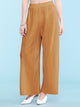 WB1795 Womens Pleated Wide Leg Pants with Elastic Waist Band