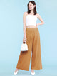 WB1795 Womens Pleated Wide Leg Pants with Elastic Waist Band
