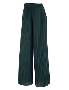 WB1795 Womens Pleated Wide Leg Pants with Elastic Waist Band