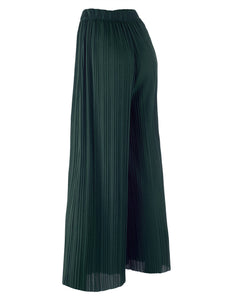 WB1795 Womens Pleated Wide Leg Pants with Elastic Waist Band