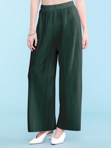 WB1795 Womens Pleated Wide Leg Pants with Elastic Waist Band