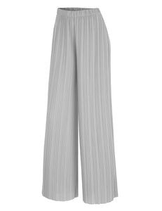 WB1795 Womens Pleated Wide Leg Pants with Elastic Waist Band