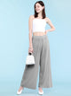 WB1795 Womens Pleated Wide Leg Pants with Elastic Waist Band