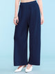 WB1795 Womens Pleated Wide Leg Pants with Elastic Waist Band
