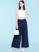 WB1795 Womens Pleated Wide Leg Pants with Elastic Waist Band