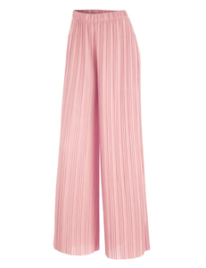 WB1795 Womens Pleated Wide Leg Pants with Elastic Waist Band