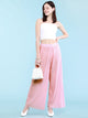 WB1795 Womens Pleated Wide Leg Pants with Elastic Waist Band
