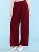 WB1795 Womens Pleated Wide Leg Pants with Elastic Waist Band