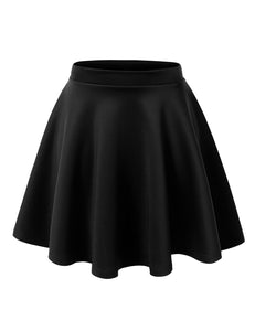 WB211 Women's Basic Versatile Stretchy Flared Casual Mini Skater Skirt
