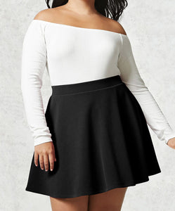 WB211 Women's Basic Versatile Stretchy Flared Casual Mini Skater Skirt