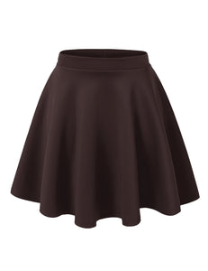 WB211 Women's Basic Versatile Stretchy Flared Casual Mini Skater Skirt