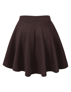 WB211 Women's Basic Versatile Stretchy Flared Casual Mini Skater Skirt