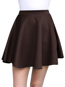 WB211 Women's Basic Versatile Stretchy Flared Casual Mini Skater Skirt