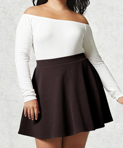 WB211 Women's Basic Versatile Stretchy Flared Casual Mini Skater Skirt